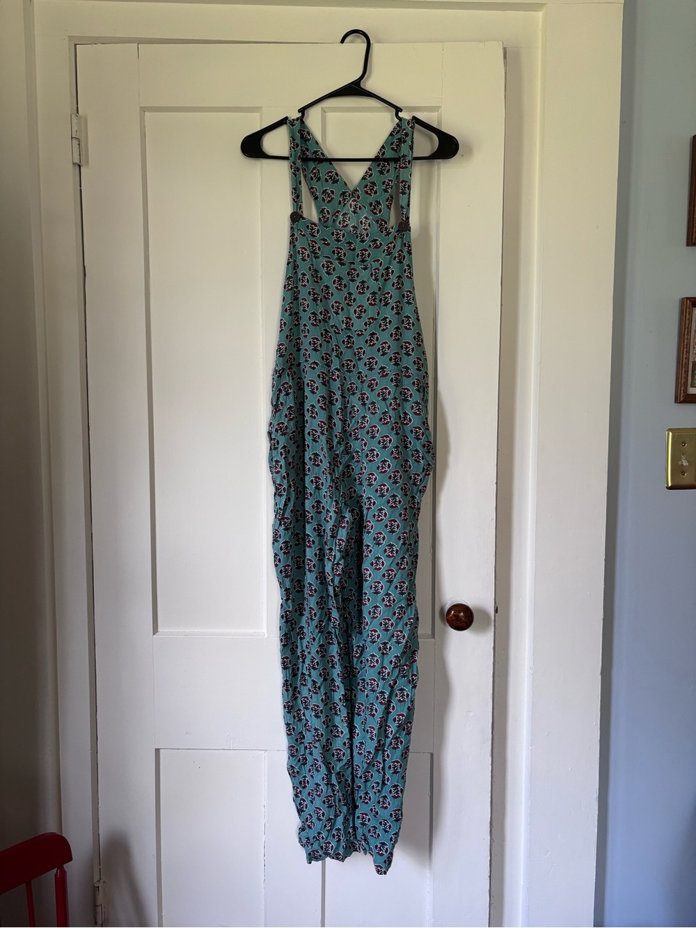 Sacred Threads Indian Teal Floral Romper Overalls